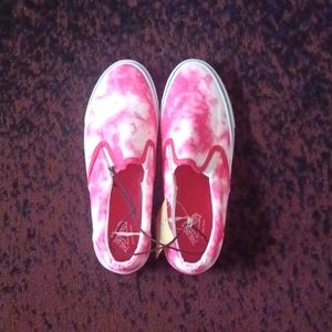 NWT Women's  There Abouts Pink Tie Dye Canvas Slip ons Size 5